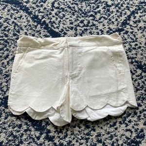 Francesca’s Scalloped Linen Shorts in Cream